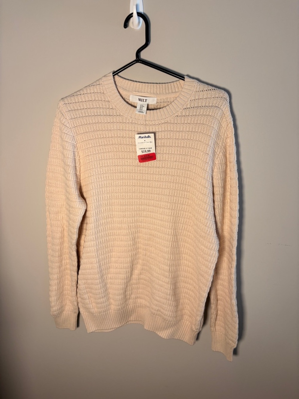 Wilt Cream Textured Crewneck Sweater